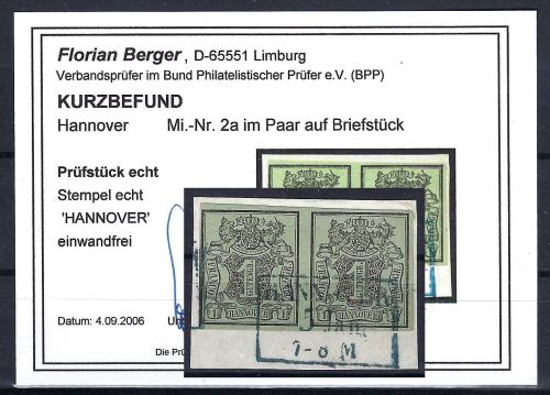 C) Hannover Mi 2a waag. Paaar mit Ra 3 Hannover, KB Berger BPP