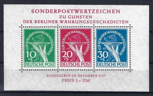 C) Berlin Plattenfehler, Block 1 III ** mit Gummi
