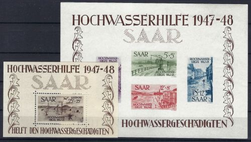 C) Saarland Block 1-2 ungebraucht mit Gummi