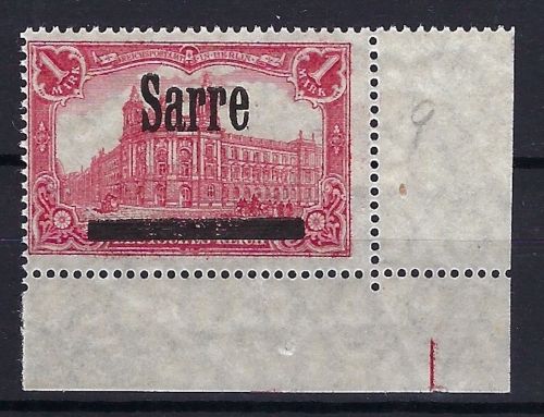 C) Saargebiet Mi 17 II ** Eckrand UR, gep. Braun BPP