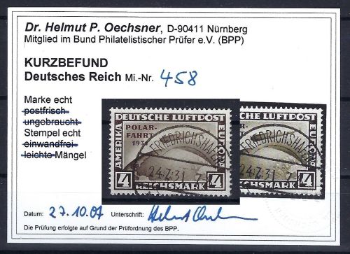 C) DR Polarfahrt Mi 458 ° mit KB Schlegel BPP, ME 900€, Mängel