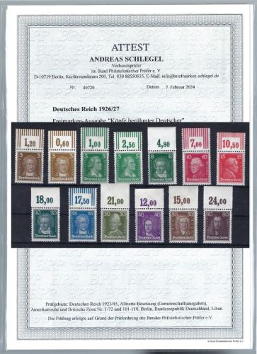 C) DR Mi 385-397 P OR / W OR ** Luxus, FA Schlegel BPP, ME 2.640€