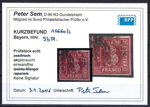 C) Bayern Mi 9 b A ° vollrandig und einwandfrei, KB Sem BPP