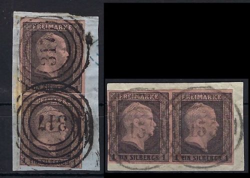 A) Preußen Mi 2a (2) ∆, Mi 2 b Paar ∆, gepr. Flemming BPP, ME 125€