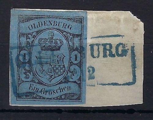 A) Oldenburg Mi 6 ° Briefstück, gepr. Georg Bühler, ME 60€