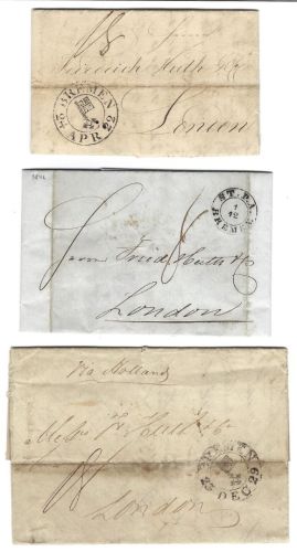 A) Bremen 1822-46, 3 Vorphilabriefe / Auslandsbriefe Bremen n. London