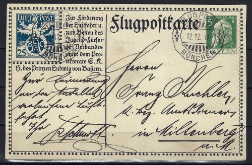 A) Bayern SFP 1/01 München n. Miltenberg 12.12.1912, gep. Dr. Helbig BPP