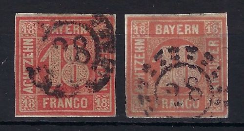 A) Bayern Mi 13 a/b ° , jede Marke gep. Schmitt BPP, ME 830€
