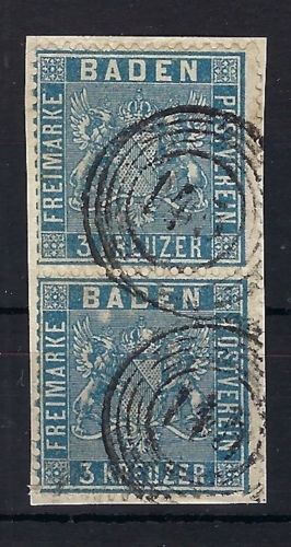 A) Baden Mi 10 a ° senk. Paar, Briefstück, gep. Flemming BPP, ME 300€