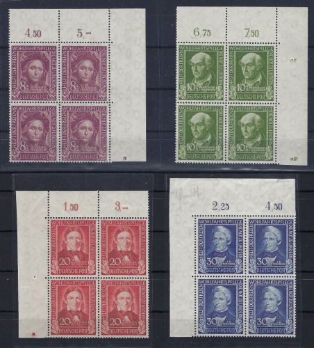C) BRD Mi 117-120 ** 4er Block-Satz Eckrand OR, ME 440€