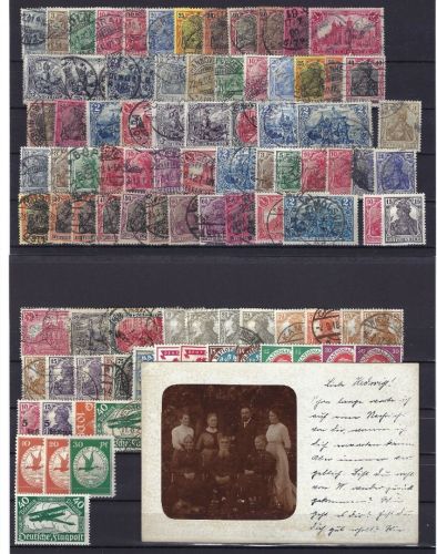 C) DR 1902-1919, Zusammenstellung **/*/° mit Flugposz I-III ** gep.