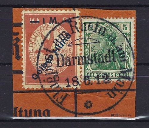 C) DR Flugpost 1912, Mi IV Gelber Hund auf Kartenausschnitt