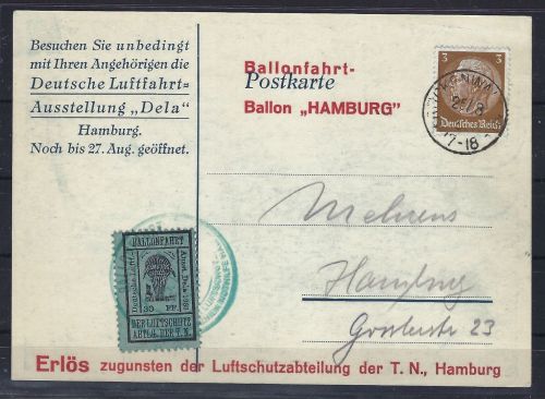C) DR Dela-Ballonmarke Mi 21c auf Ausstellungskarte, SELTEN !
