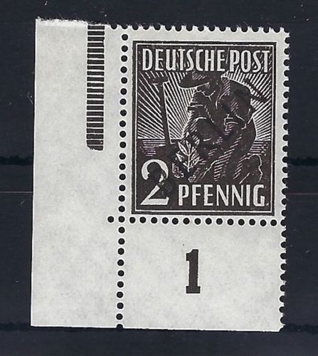 A) Berlin Mi 2 ** Eckrand UL, Klischee IIIa, gepr. Schlegel BPP