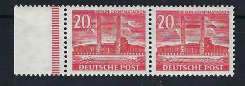 A) Berlin Mi 113 ** waagerechtes Paar vom linken Seitenrand