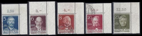 A) Berlin Mi 92-94, 97, 98 je gestempelt, Eckrand OR