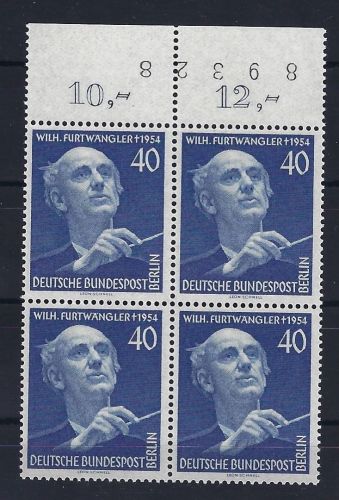 A) Berlin Mi 128 ** 4er-Block OR mit Bogenzähler, einwandfrei