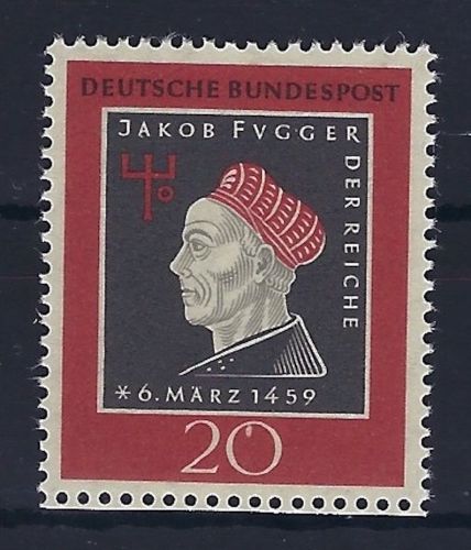 A) Bund Mi 307 **, markanter Abart "Tropfen innerhalb der 0 von 20"