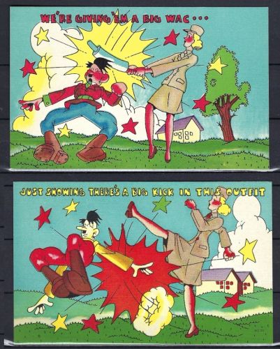 A) USA 2 Anti Hitler Karten, Spottkarten