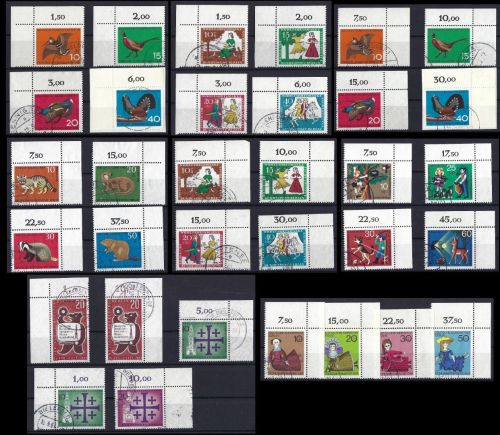 A) Berlin 1965-72, gestempelte Zusammenstellung Eckränder OL / OR