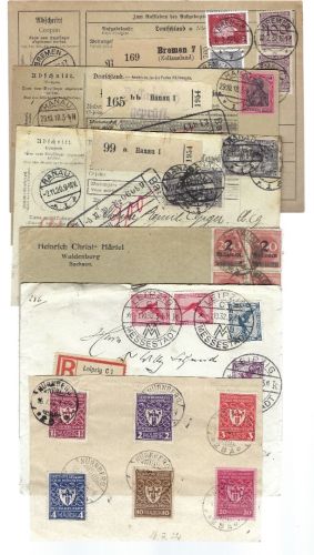 A) DR Partie Belege/Paketkarten/Schmuckblatt