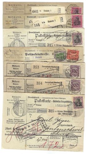 A) DR 7 Paketkarten alle in die Schweiz befördert