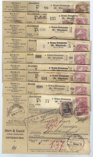 A) DR 9 Paketkarten aus Gross-Steinheim (Kr. Offenbach)