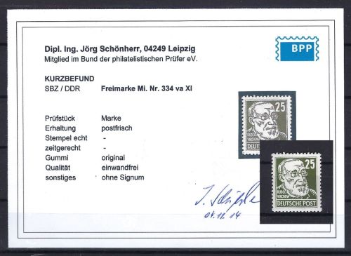C) DDR Mi 334 va XI ** einwandfrei, KB Schönherr BPP, ME 350€