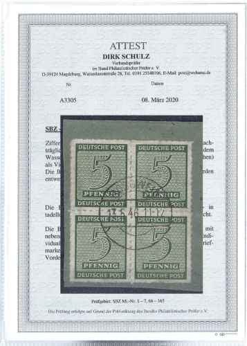 C) W. Sachsen / Roßwein Mi 116 CY ° 4er-Block , FA Schulz BPP