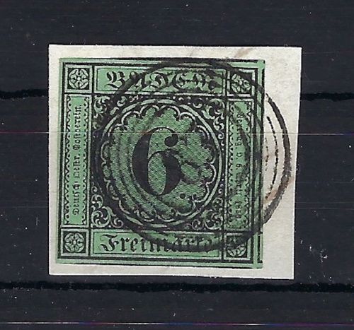 A) Baden Mi 3a vollrandig, Luxus ∆ mit idealem Nummernstempel 87