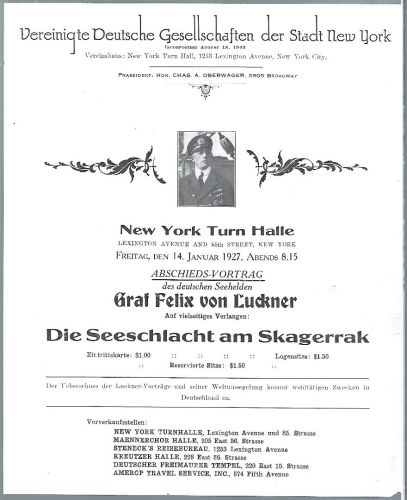 A)Graf Felix v. Luckner, Originalplakat; Seeschlacht am Skagerrak 1927
