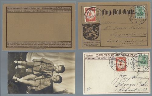 A) DR Flugpost 1912 Mi I - II auf Flugpostkarte und Grossherzogin 1912