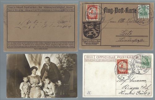 A) DR Flugpost 1912 Mi I - II auf Flugpostkarte und Grossherzogin 1912