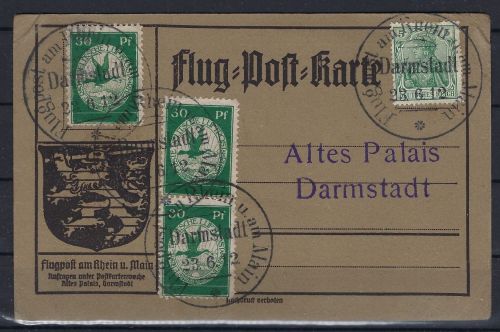 A) DR Flugpost 1912 Mi III (3) auf Flugpostkarte