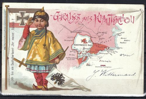 A) AK "Gruss aus Kiautschou 1899", innerhalb Deutschland befördert
