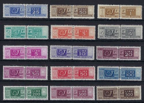 A) Italien Paketmarken Mi 66-80 ** (ohne 79), gute Qualität, ME 300€