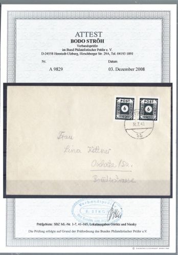 C) Ost Sachsen Mi 43Ac (2) Brief, einwandfrei, FA Ströh BPP, ME 6.000€