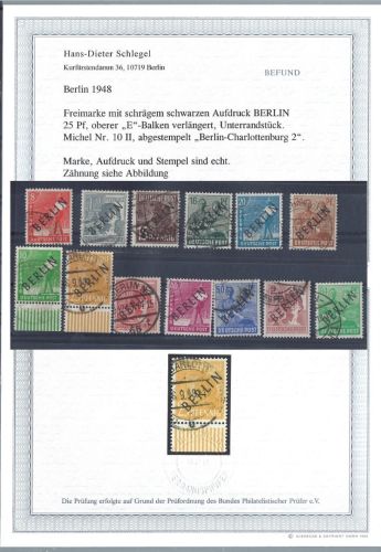 C) Berlin 14 Werte aus Mi 2-16 ° alle mit PF II, gep./ Befund