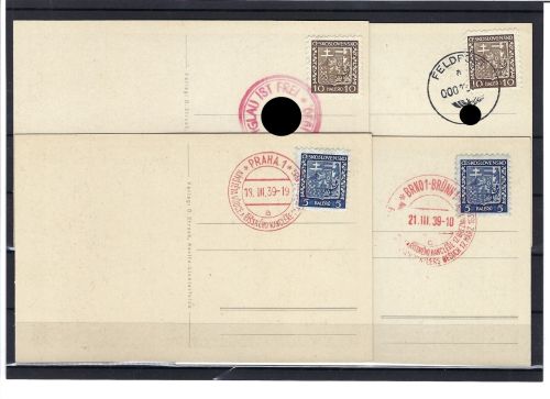 A) 4 A. H. Karten mit versch. Stempel, PF, Befreiungsst. Iglau.....