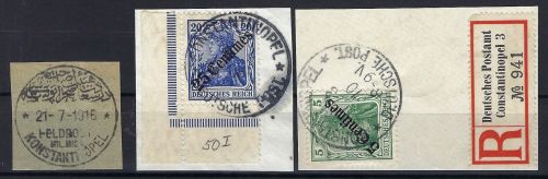 A) DAP Türkei 3 Briefstücke mit versch. Stempel