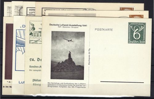 A) DR Zusammenstellung von 9 Privatganzsachen (*)/°, KW 266€