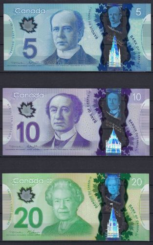 A) Kanada 5 - 20 Dollars 2012 / 2013 bankfrisch / UNC / Polymer