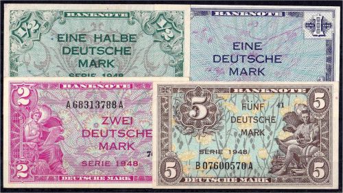 A) Alliierte Besetzung 1/2 - 5 Mark 1948, Bank deutscher Länder