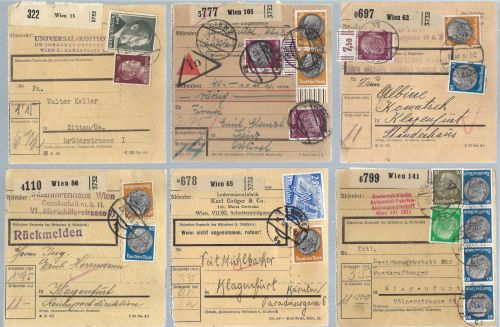 A) DR 6 Paketkarten von Wien n. Klagenfurt / Lienz / Zittau