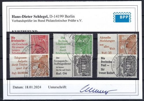 A) Berlin Zusammendrucke S 5 - S 10 °, KB Schlegel BPP, ME 412€