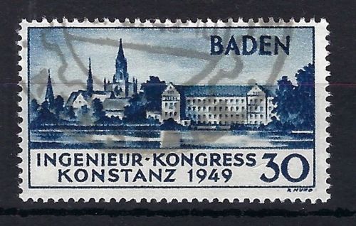 A) Fr. Zone Baden Mi 46 I ° einwandfrei, gep. Schlegel BPP, ME 85€