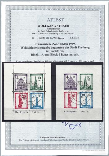 A) Fr. Zone Baden Block 1 A/B SoSt Luxus, FA Schlegel BPP, ME 560€