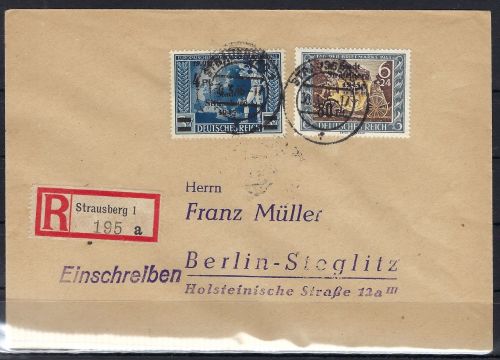 A) Lokalausgaben Strausberg Mi 26 I, 31 I Einschreibebrief n. berlin