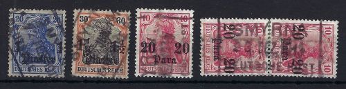 A) DAP Türkei Mi 37 (3), 38, 40 mit Rosinenstempel KW für ∆ 900€