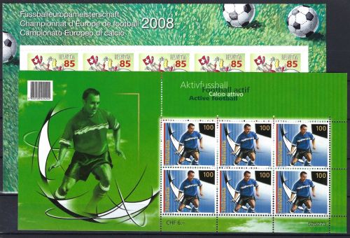 A) Schweiz 2008, Fußball EM Schweiz/ÖsterreichMi 2045+2056 KLB **
